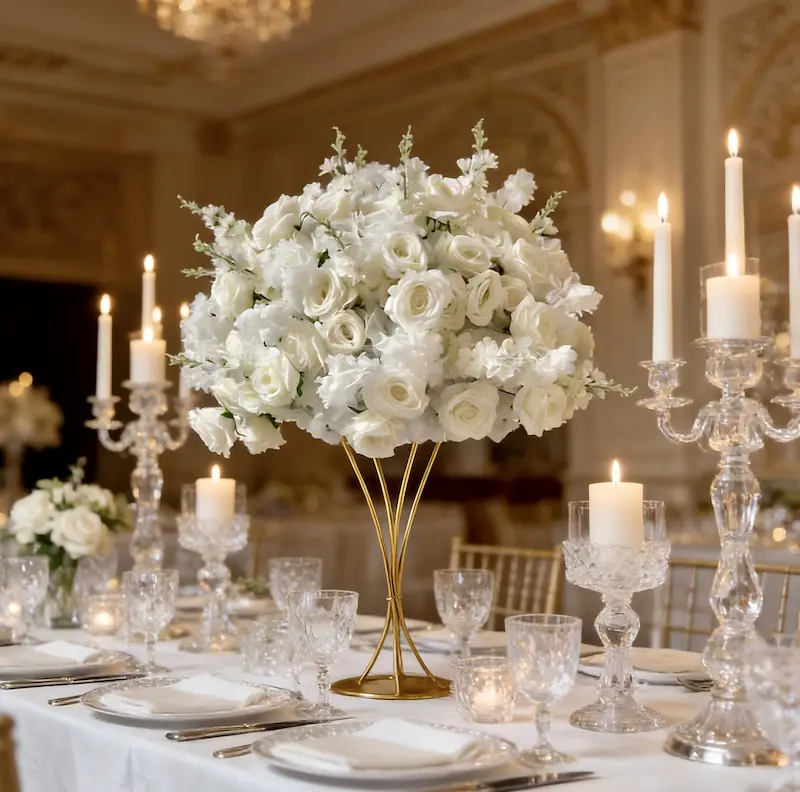 White Rose Flower Ball Centerpiece