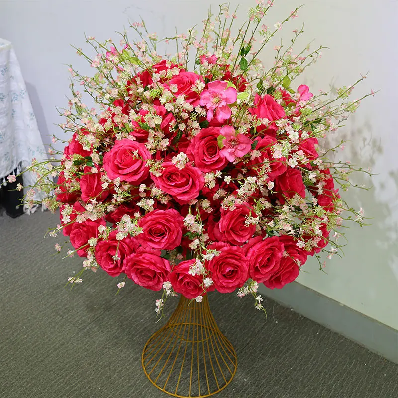 burgundy rose flower ball centerpiece