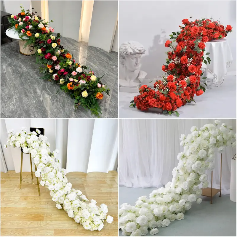 Flower Runner – Artificial Flower Runner for Wedding Aisle（Lush Aisle Runner for Wedding Ceremonies & Receptions）