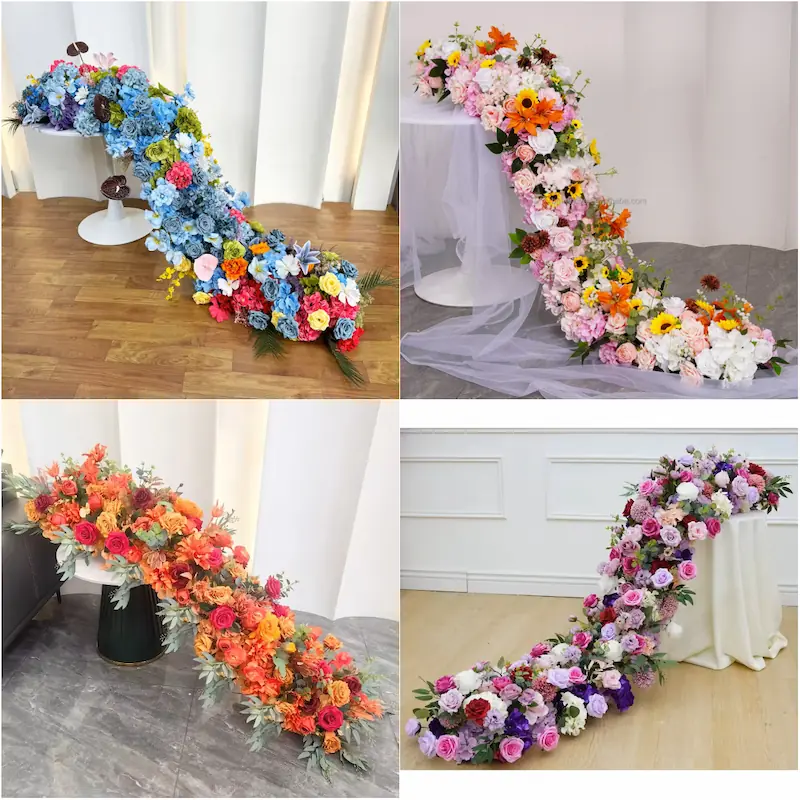 Flower Runner – Artificial Flower Runner for Wedding Aisle（Lush Aisle Runner for Wedding Ceremonies & Receptions）