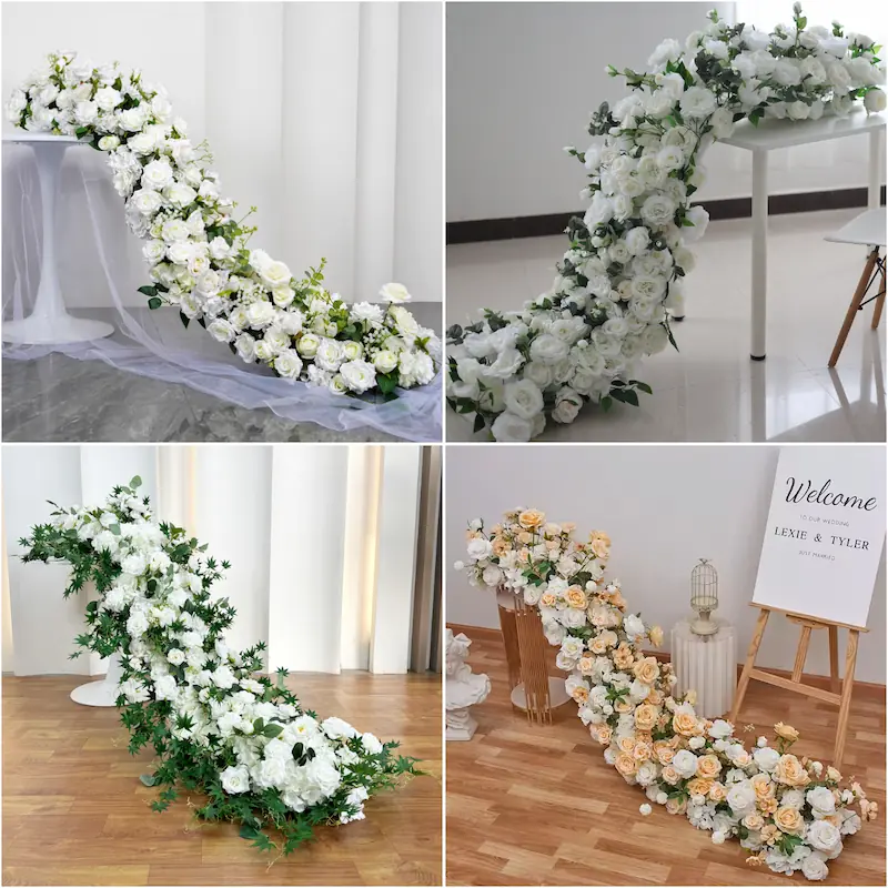 Flower Runner – Artificial Flower Runner for Wedding Aisle（Lush Aisle Runner for Wedding Ceremonies & Receptions）
