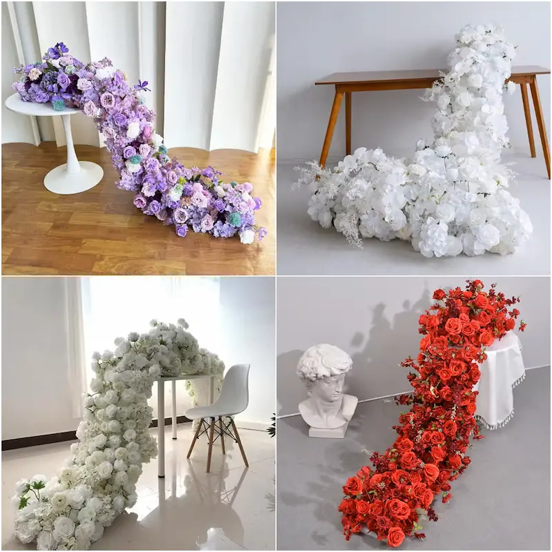 Flower Runner – Artificial Flower Runner for Wedding Aisle（Lush Aisle Runner for Wedding Ceremonies & Receptions）