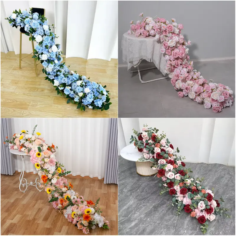 Flower Runner – Artificial Flower Runner for Wedding Aisle（Lush Aisle Runner for Wedding Ceremonies & Receptions）