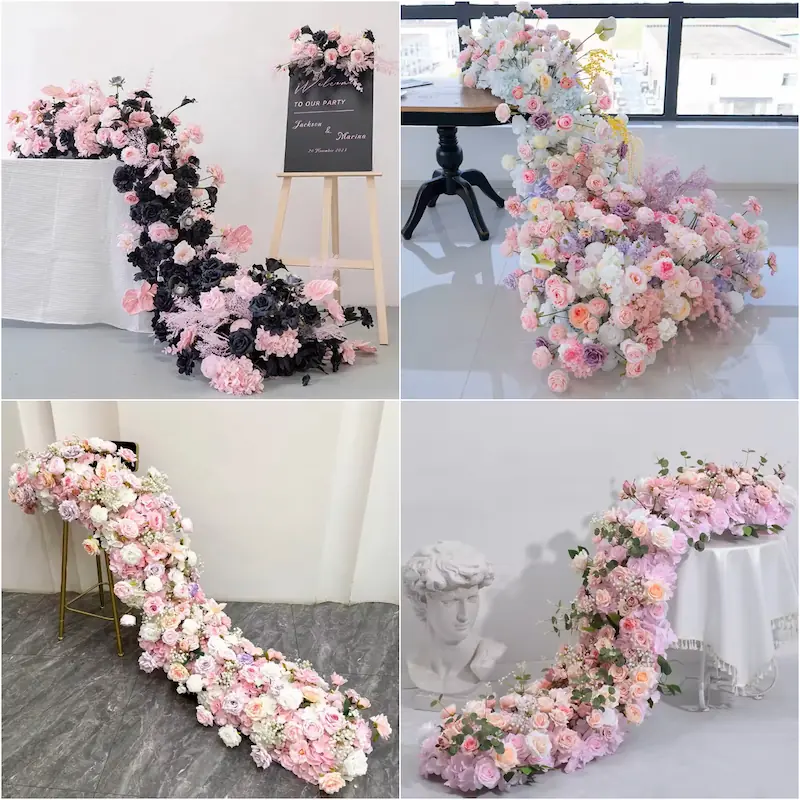 Flower Runner – Artificial Flower Runner for Wedding Aisle（Lush Aisle Runner for Wedding Ceremonies & Receptions）