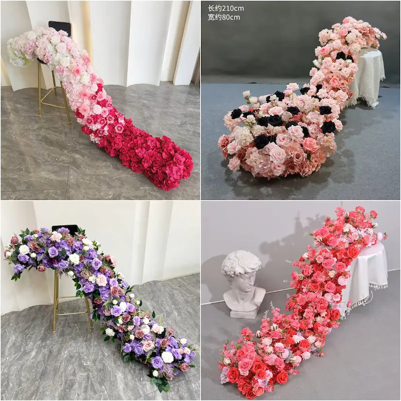 Flower Runner – Artificial Flower Runner for Wedding Aisle（Lush Aisle Runner for Wedding Ceremonies & Receptions）