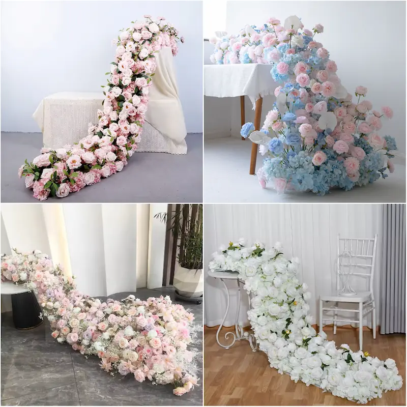 Flower Runner – Artificial Flower Runner for Wedding Aisle（Lush Aisle Runner for Wedding Ceremonies & Receptions）
