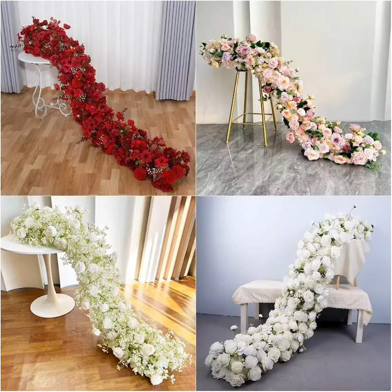 Flower Runner – Artificial Flower Runner for Wedding Aisle（Lush Aisle Runner for Wedding Ceremonies & Receptions）