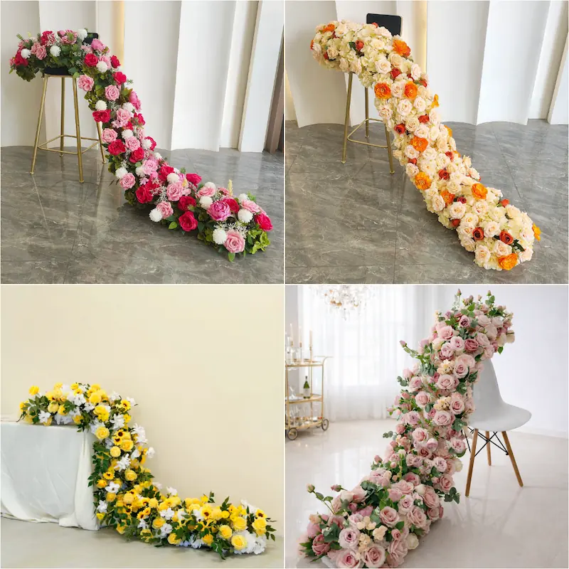 Flower Runner – Artificial Flower Runner for Wedding Aisle（Lush Aisle Runner for Wedding Ceremonies & Receptions）