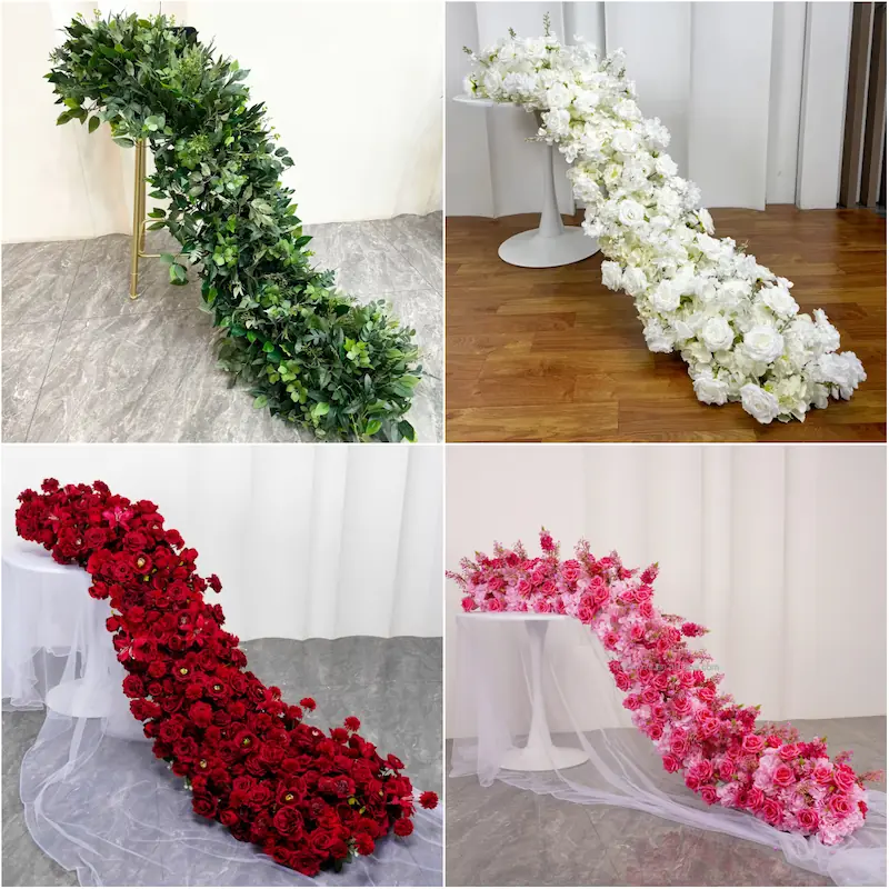 Flower Runner – Artificial Flower Runner for Wedding Aisle（Lush Aisle Runner for Wedding Ceremonies & Receptions）