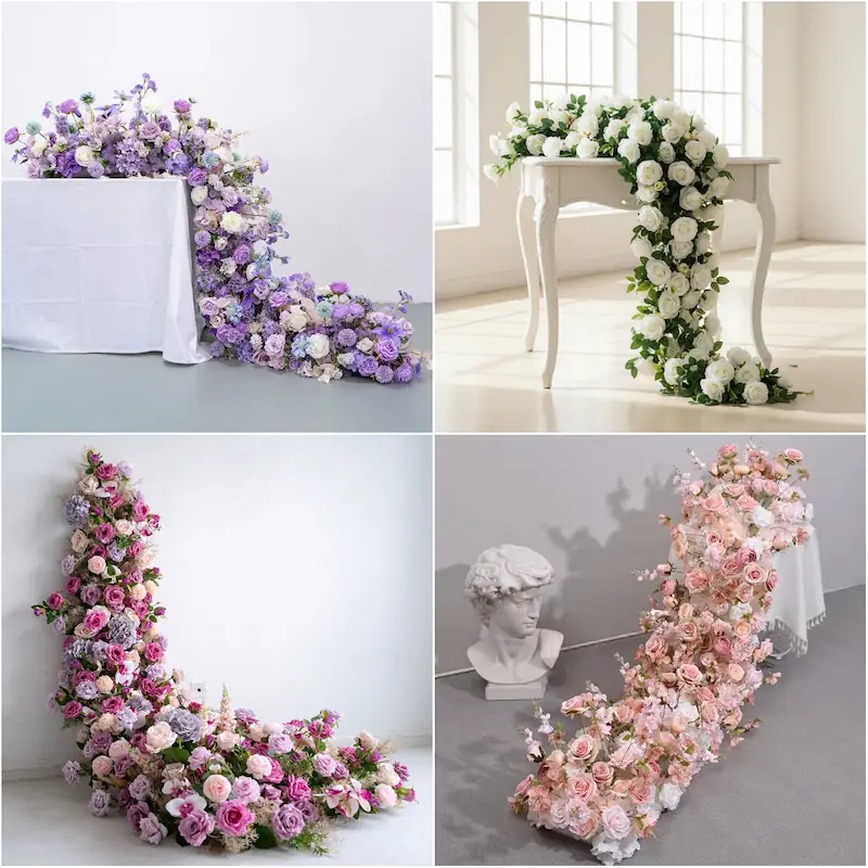 Flower Runner – Artificial Flower Runner for Wedding Aisle（Lush Aisle Runner for Wedding Ceremonies & Receptions）