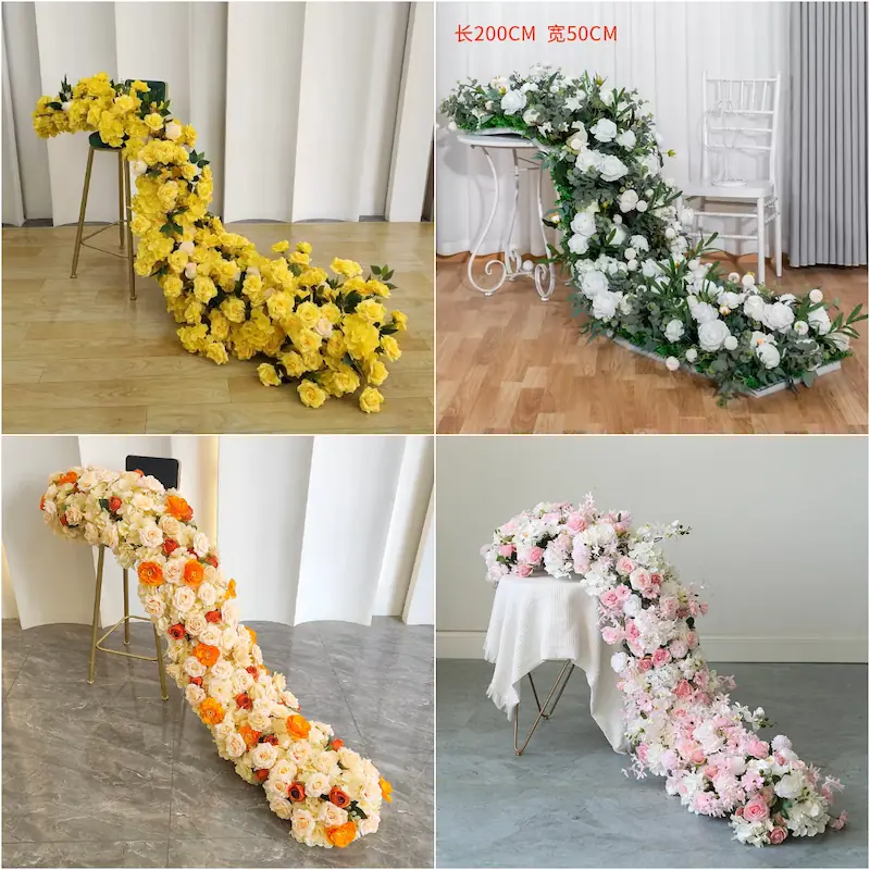Flower Runner – Artificial Flower Runner for Wedding Aisle（Lush Aisle Runner for Wedding Ceremonies & Receptions）