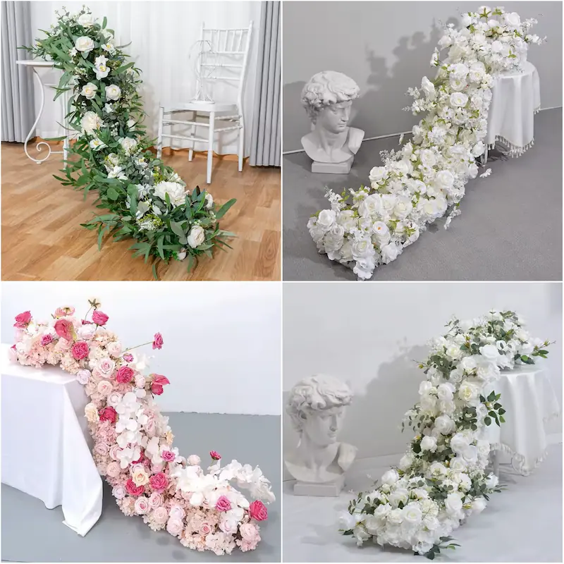 Flower Runner – Artificial Flower Runner for Wedding Aisle（Lush Aisle Runner for Wedding Ceremonies & Receptions）