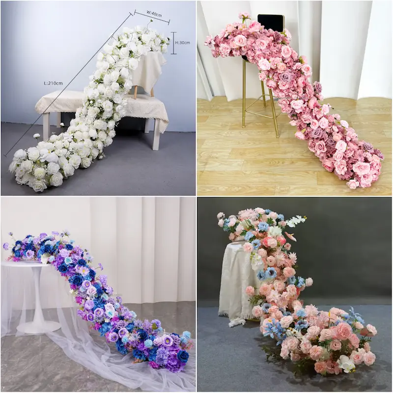 Flower Runner – Artificial Flower Runner for Wedding Aisle（Lush Aisle Runner for Wedding Ceremonies & Receptions）