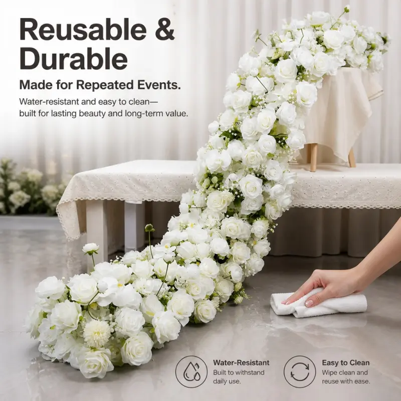 Faux Flower Runner – Faux Silk Aisle Flower Runner