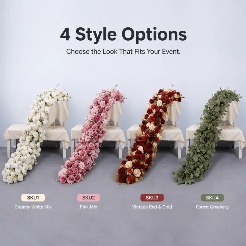 Faux Flower Runner – Faux Silk Aisle Flower Runner