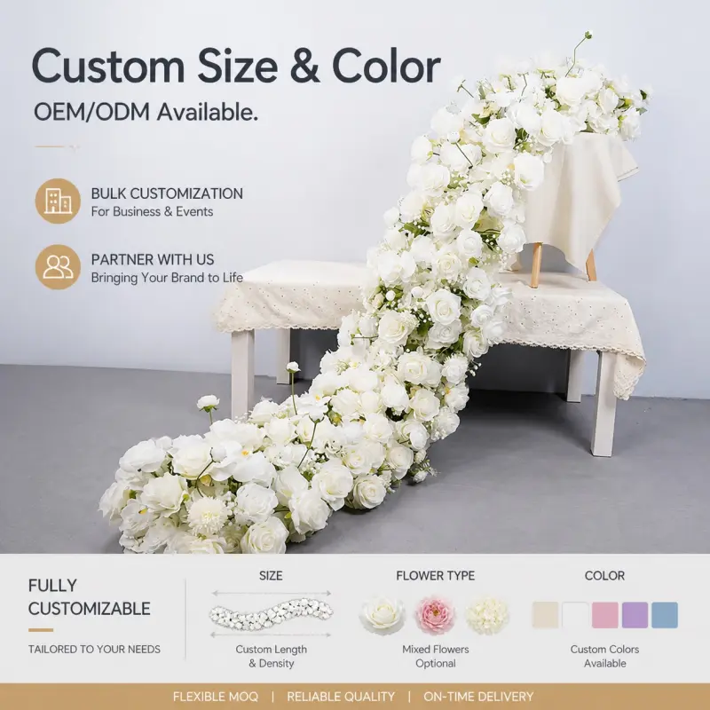 Faux Flower Runner – Faux Silk Aisle Flower Runner