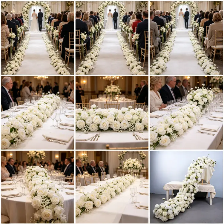 Global Wedding Event Flower Runner Projects Portfolio Cases Worldwide Artificial Flower Garland