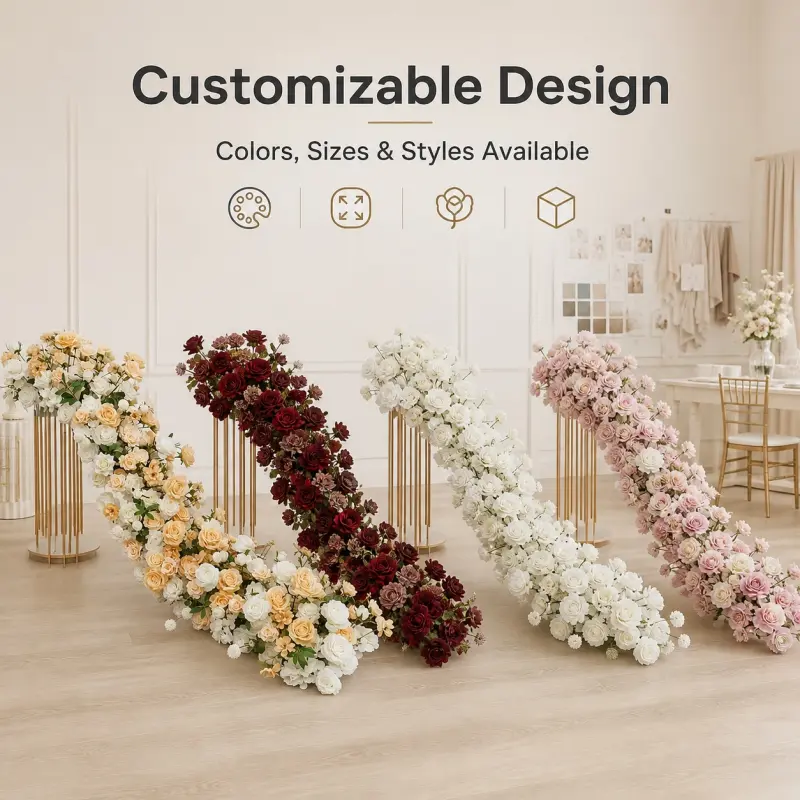 Rustic Flower Runner – Champagne & Cream Artificial Flower Runner for Rustic Weddings