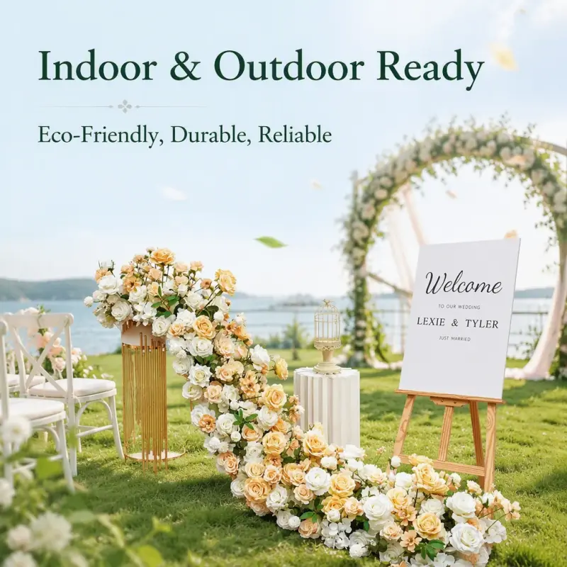 Rustic Flower Runner – Champagne & Cream Artificial Flower Runner for Rustic Weddings