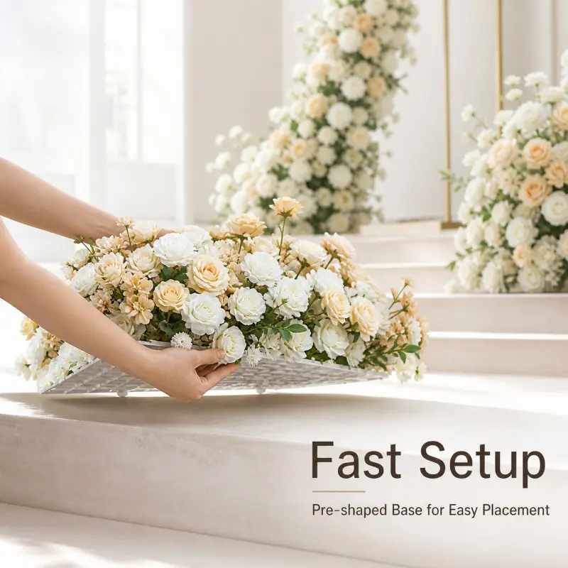 Rustic Flower Runner – Champagne & Cream Artificial Flower Runner for Rustic Weddings