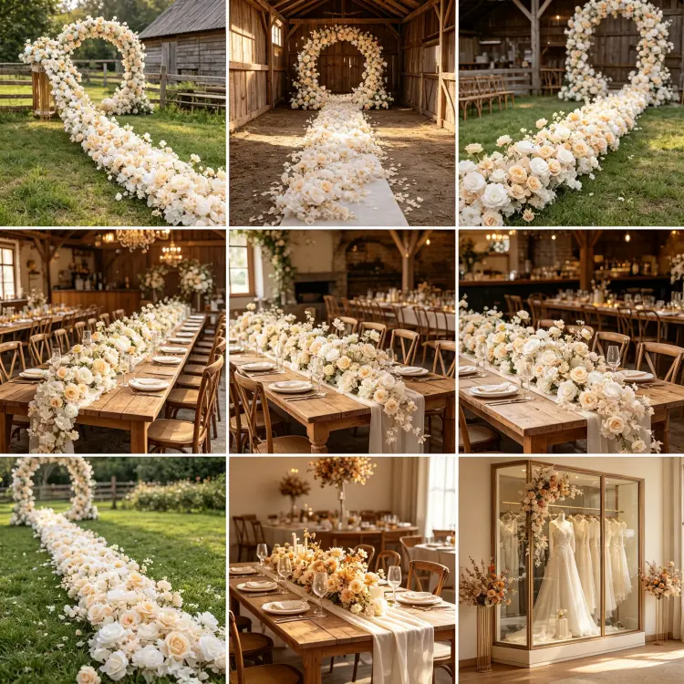 Global Wedding Event Flower Runner Projects Portfolio Cases Worldwide Artificial Flower Garland