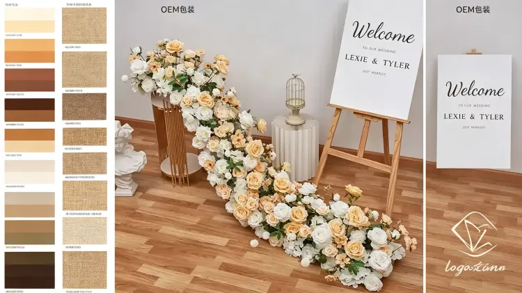 Custom Rustic Artificial Flower Runner Color Width Density and OEM Design Options for Wholesale