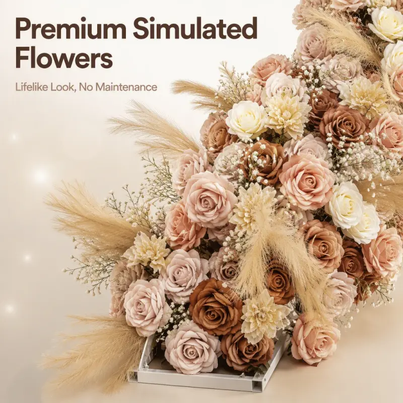 Boho Flower Runner – Dusty Rose & Caramel Pampas Grass Artificial Flower Runner
