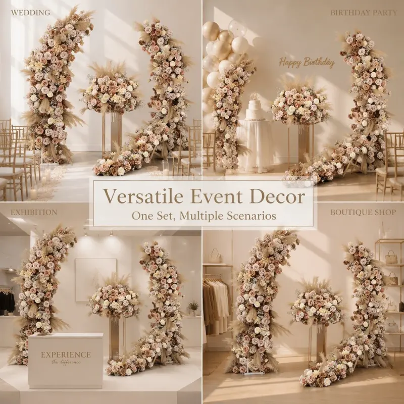 Boho Flower Runner – Dusty Rose & Caramel Pampas Grass Artificial Flower Runner