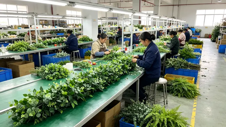 Artificial Flower Factory Production Line Workers Handmade Assembly Workshop for Flower Runners