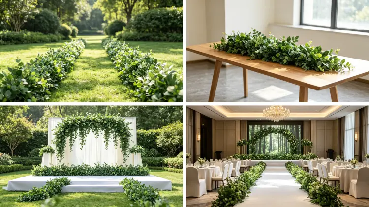 Greenery Artificial Flower Runner in Multiple Botanical Wedding Settings Aisle Banquet Garden Ceremony