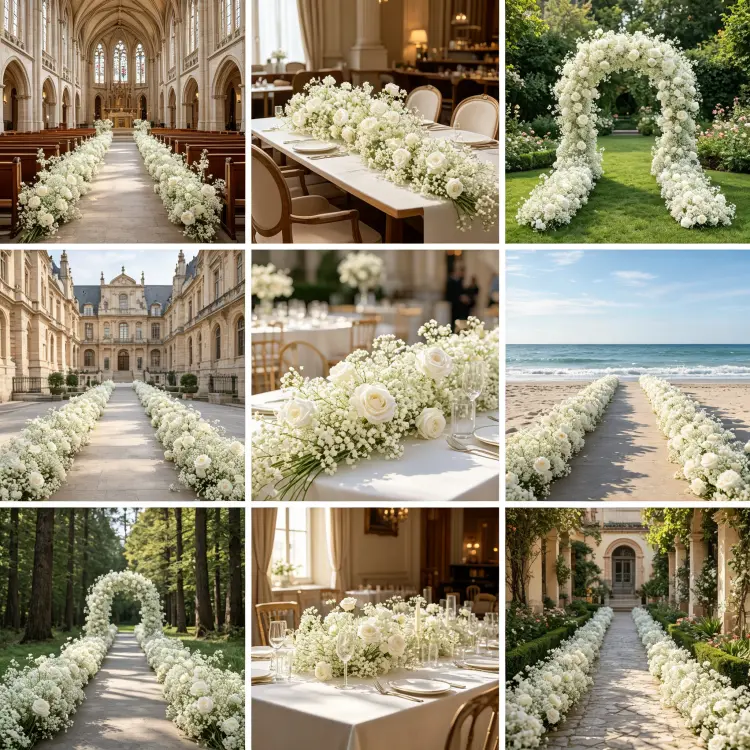 Global Wedding Event Flower Runner Projects Portfolio Cases Worldwide Artificial Flower Garland