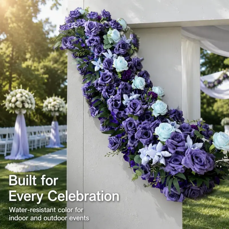 Purple Flower Runner – Lavender Rose & Mint Artificial Aisle Runner