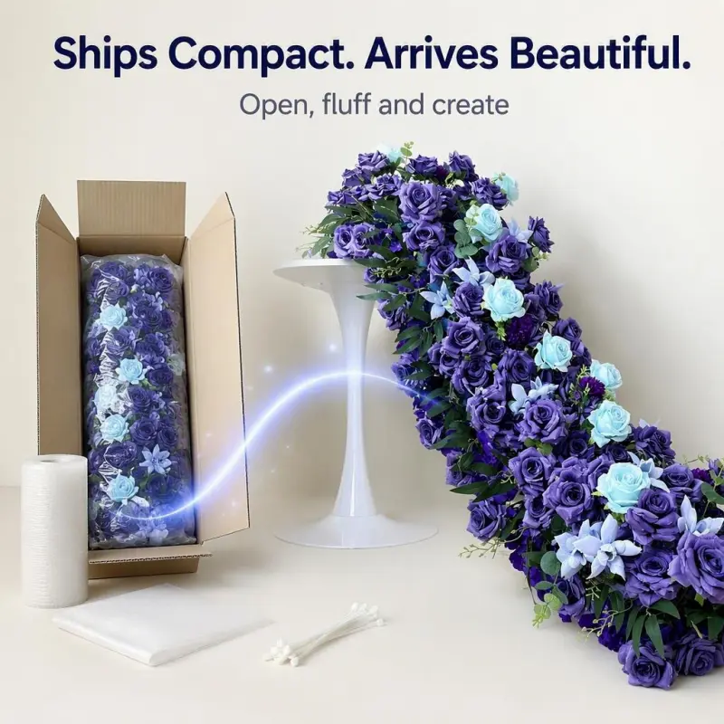 Purple Flower Runner – Lavender Rose & Mint Artificial Aisle Runner
