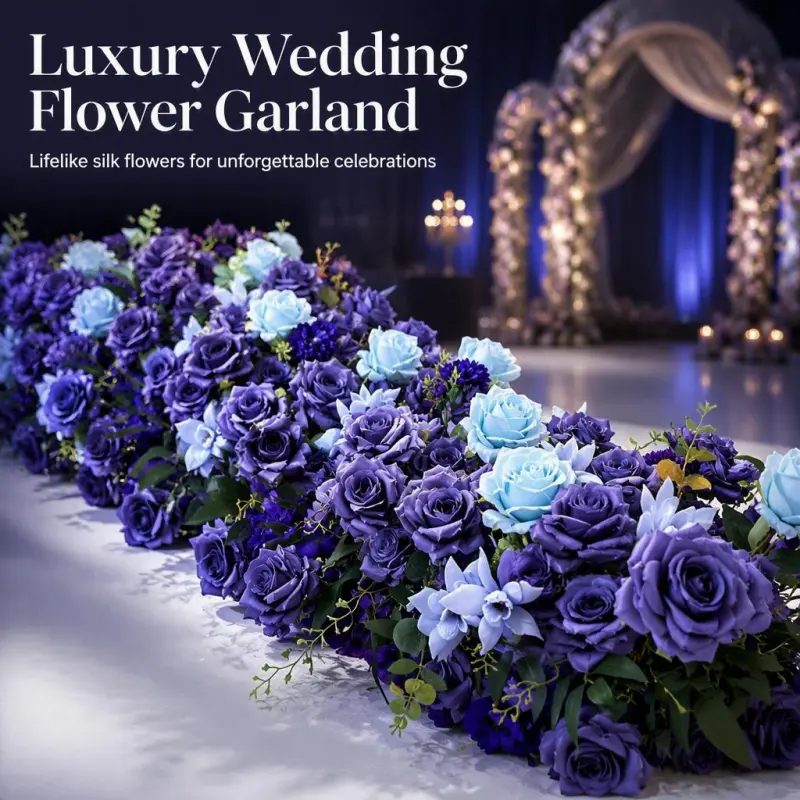 Purple Flower Runner – Lavender Rose & Mint Artificial Aisle Runner