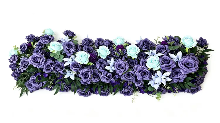 Purple Flower Runner Front View Full Length Flat Lay on White Background