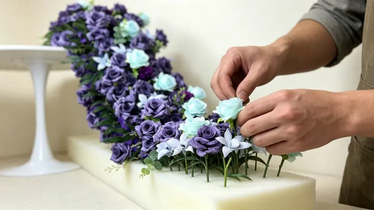 Artisan Handcrafting Artificial Flower Runner Detail Process Handmade Quality Control