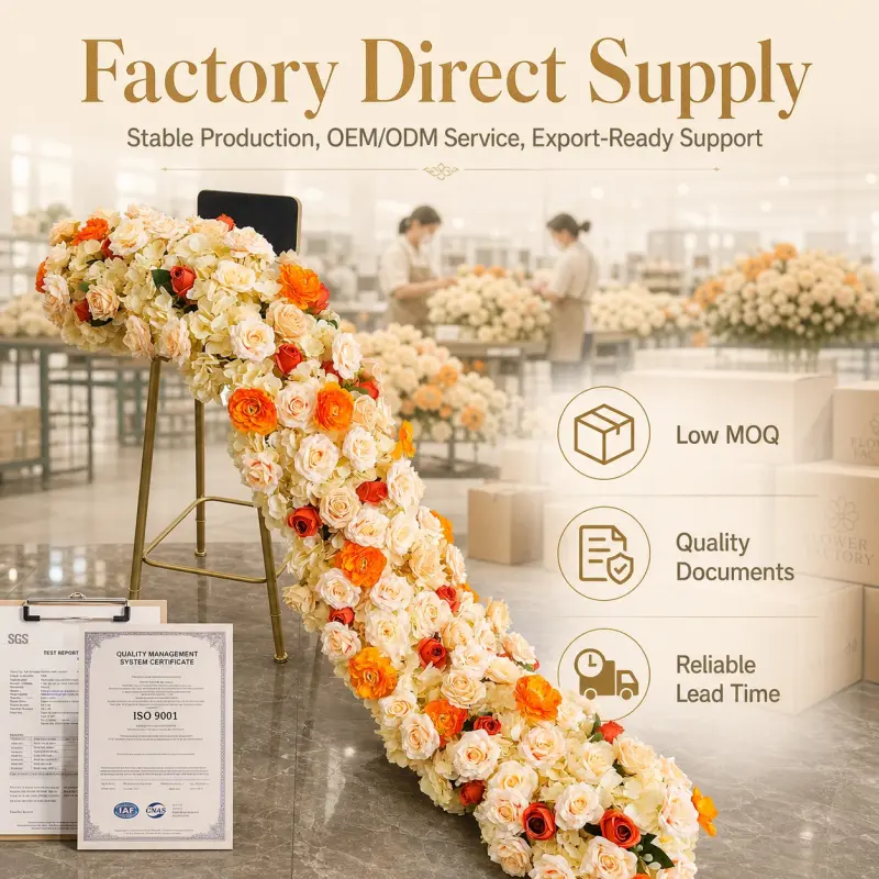 Orange Flower Runner – Orange Rose & Cream Artificial Aisle Runner