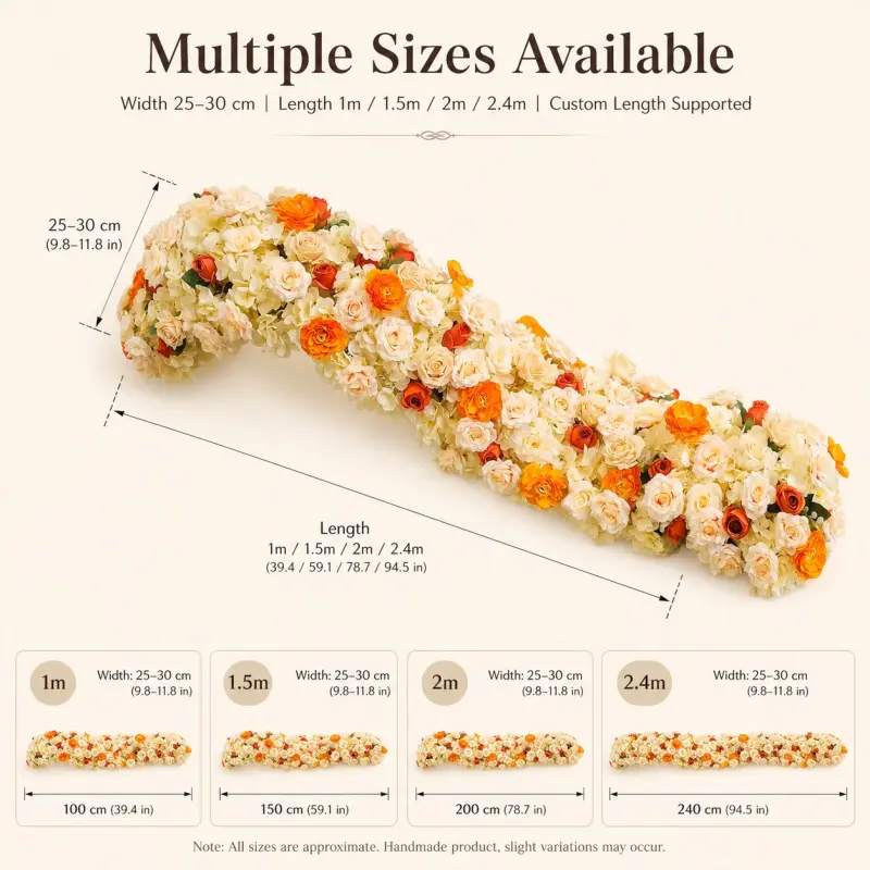 Orange Flower Runner – Orange Rose & Cream Artificial Aisle Runner