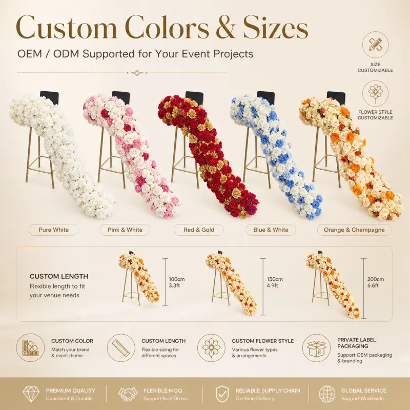 Orange Flower Runner – Orange Rose & Cream Artificial Aisle Runner
