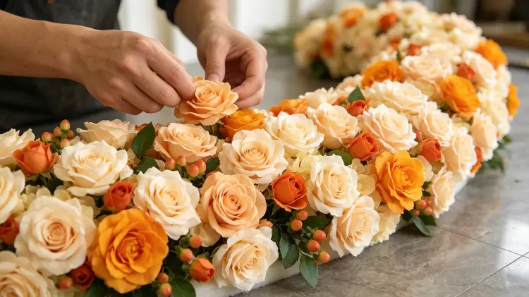 Artisan Handcrafting Artificial Flower Runner Detail Process Handmade Quality Control