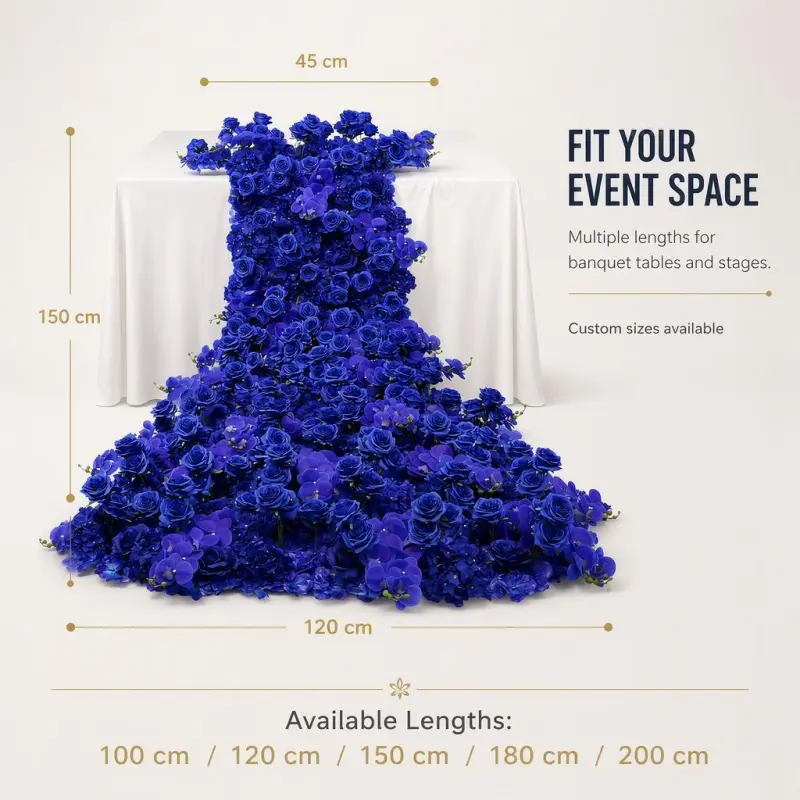 Blue Flower Runner – Blue Rose & Hydrangea Artificial Aisle Runner