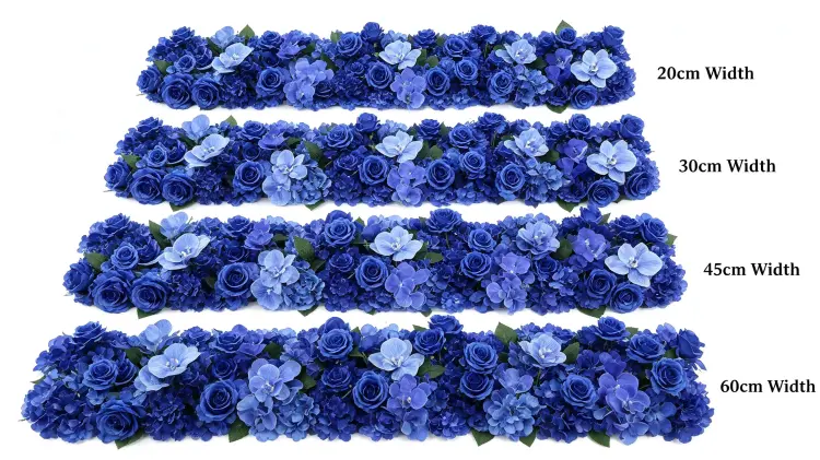 Blue Artificial Flower Runner Width Comparison 20cm 30cm 45cm 60cm Size Guide