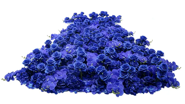 Blue Flower Runner Front View Full Length Flat Lay on White Background