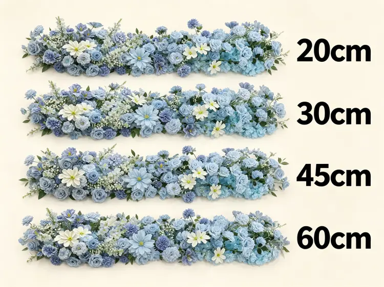 Dusty Blue Artificial Flower Runner Width Comparison 20cm 30cm 45cm 60cm Size Guide