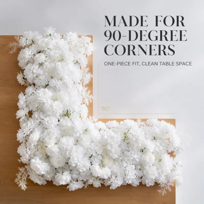 Silver Flower Runner – Silver & White Rose Orchid Artificial Aisle Runner