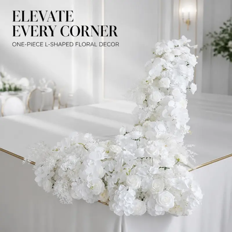 Silver Flower Runner – Silver & White Rose Orchid Artificial Aisle Runner
