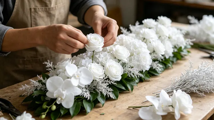 Artisan Handcrafting Artificial Flower Runner Detail Process Handmade Quality Control