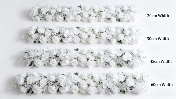 Silver Artificial Flower Runner Width Comparison 20cm 30cm 45cm 60cm Size Guide