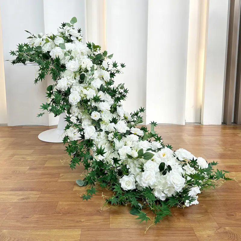 white flower runner table decoration