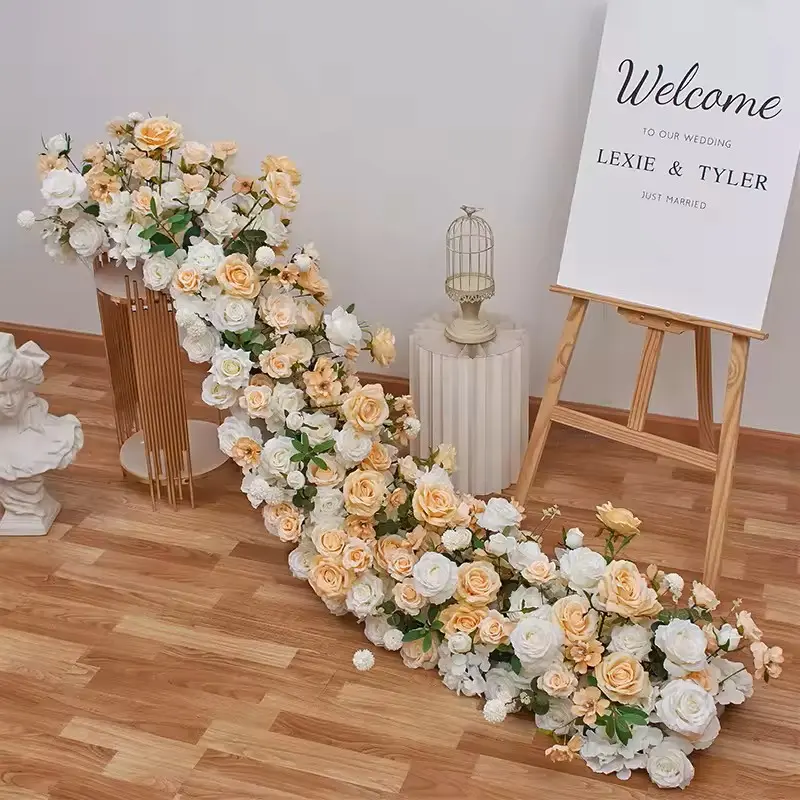 Rustic Flower Runner – Champagne & Cream Artificial Flower Runner for Rustic Weddings